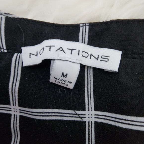 Notations Black and White Checkered Long Sleeve Button Front Blouse, Medium - Picture 8 of 12